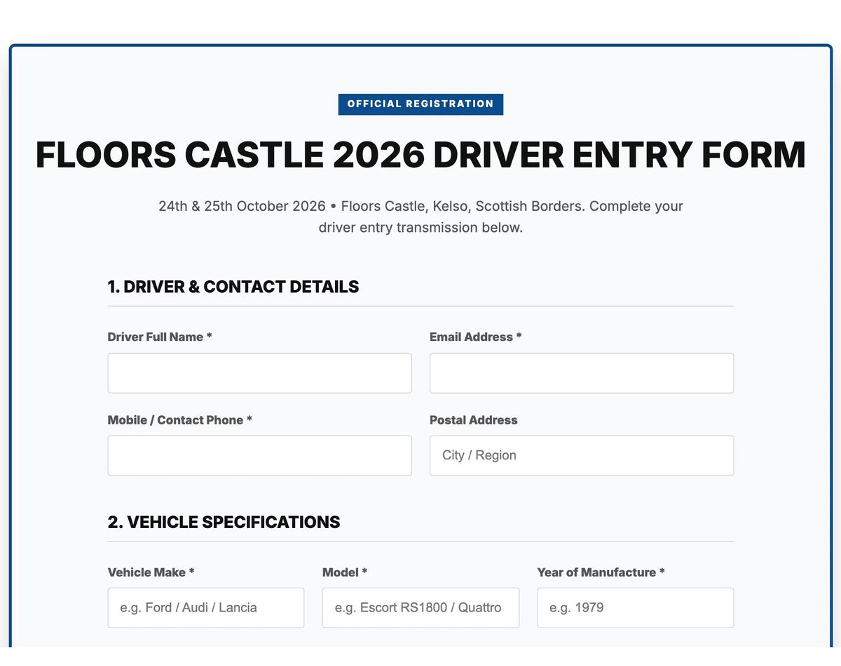 Clean public driver entry registration form terminal